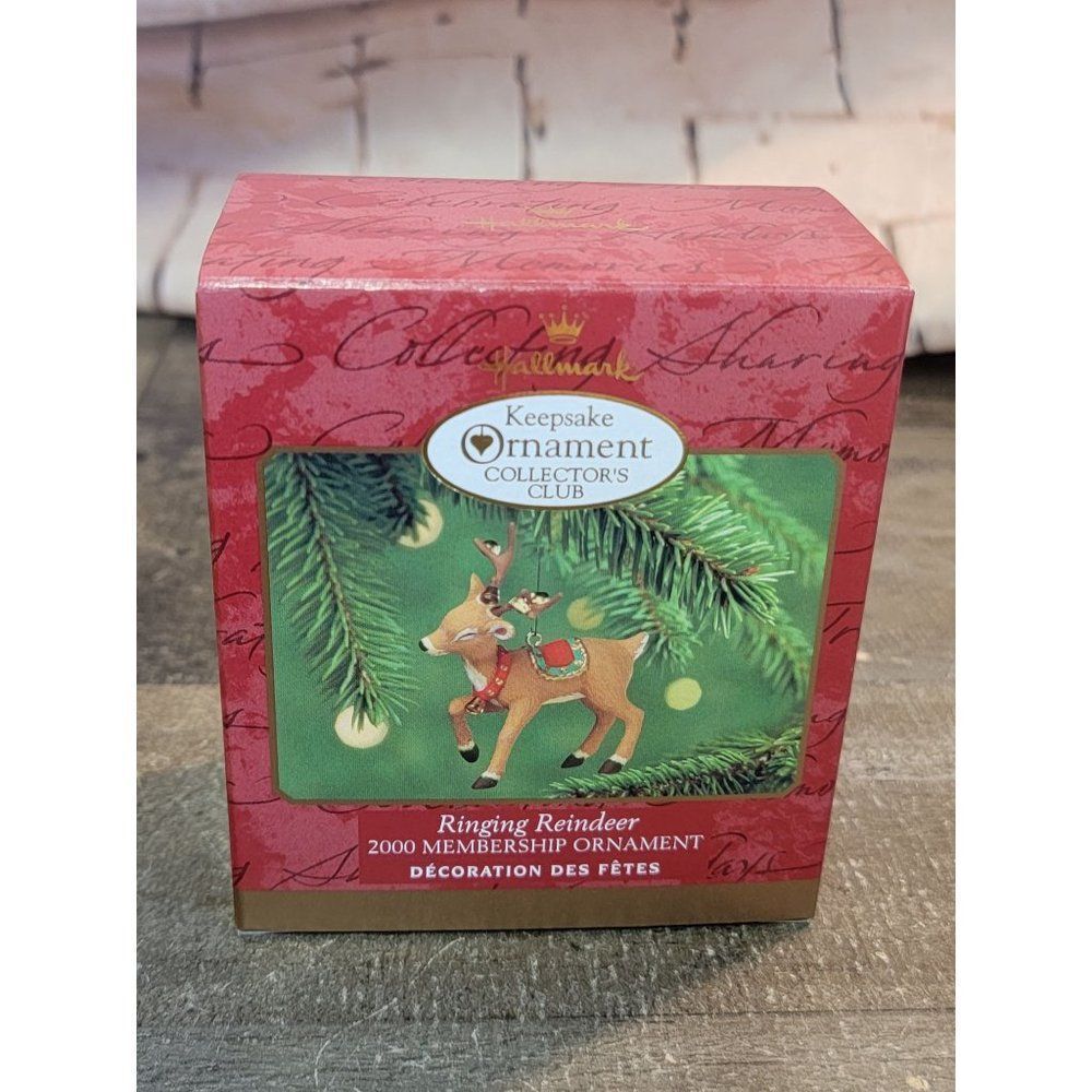 Hallmark 2000 ringing reindeer‎ ornament Xmas decor